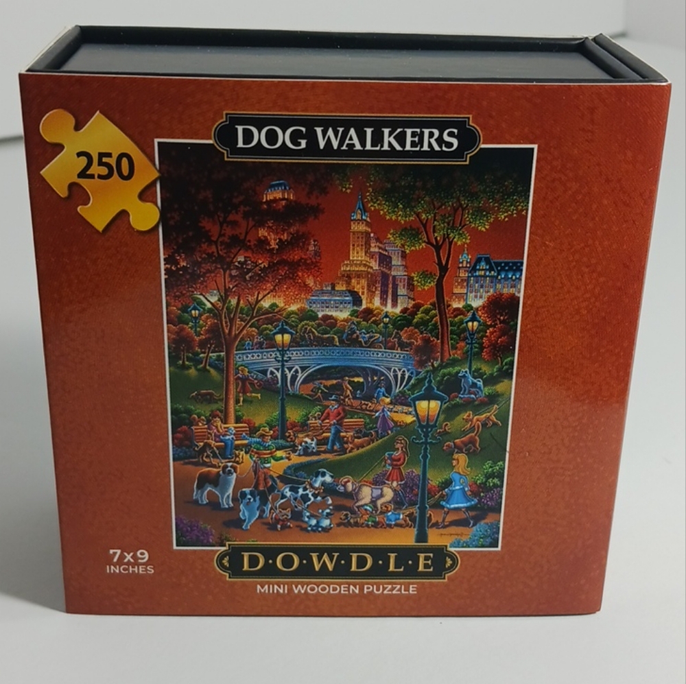 DOWDLE Mini Wooden Puzzle Dog Walkers 7x9 Inches Jigsaw